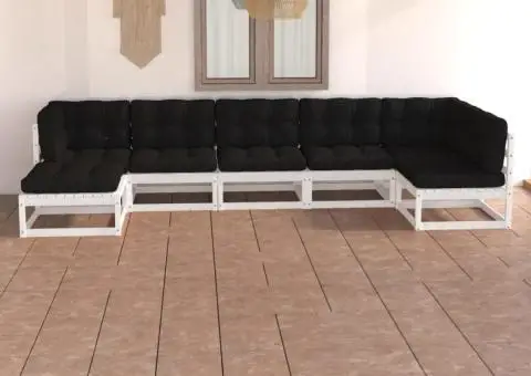 Set mobilier de grădină cu perne, 7 piese, lemn masiv de pin - 1/5