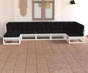 vidaXL Set mobilier de grădină cu perne, 7 piese, lemn masiv de pin