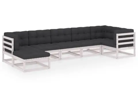 Set mobilier de grădină cu perne, 7 piese, lemn masiv de pin - 2/5