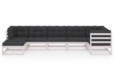 Set mobilier de grădină cu perne, 7 piese, lemn masiv de pin - 3/5