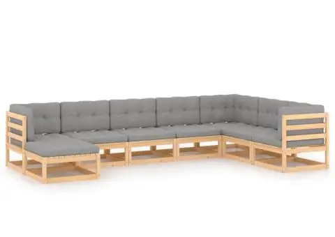 Set mobilier de grădină cu perne, 8 piese, lemn masiv de pin - 2/5