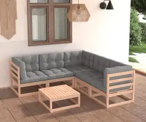 vidaXL Set mobilier de grădină cu perne, 6 piese, lemn masiv de pin