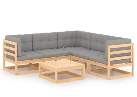 Set mobilier de grădină cu perne, 6 piese, lemn masiv de pin - 2/5