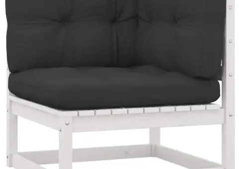 Set mobilier grădină cu perne, 8 piese, alb, lemn masiv de pin - 3/5