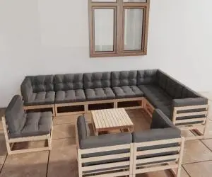 vidaXL Set mobilier grădină cu perne, 11 piese, lemn masiv de pin