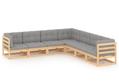 Set mobilier de grădină cu perne, 7 piese, lemn masiv de pin - 1/5