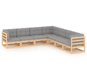 vidaXL Set mobilier de grădină cu perne, 7 piese, lemn masiv de pin