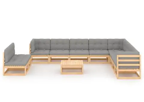 Set mobilier grădină cu perne, 11 piese, lemn masiv de pin - 2/5