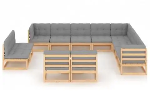 Set mobilier grădină cu perne, 12 piese, lemn masiv de pin - 3/5