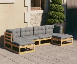 vidaXL Set mobilier de grădină cu perne, 6 piese, lemn masiv de pin