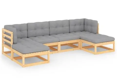 Set mobilier de grădină cu perne, 6 piese, lemn masiv de pin - 2/5