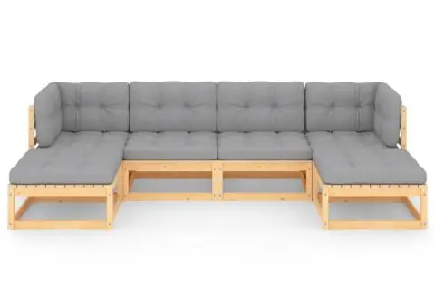 Set mobilier de grădină cu perne, 6 piese, lemn masiv de pin - 3/5