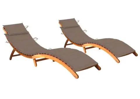 Șezlonguri cu perne, 2 buc., lemn masiv de acacia - 1/5