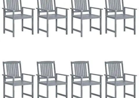 Scaune grădină cu perne, 8 buc., gri, lemn masiv de acacia - 3/5