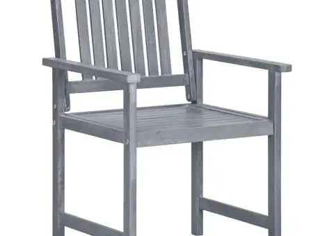Scaune grădină cu perne, 8 buc., gri, lemn masiv de acacia - 4/5