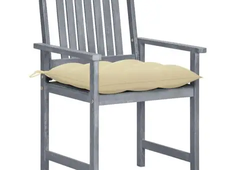 Scaune de grădină cu perne, 8 buc., gri, lemn masiv de acacia - 2/5