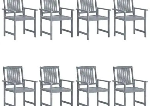 Scaune de grădină cu perne, 8 buc., gri, lemn masiv de acacia - 3/5