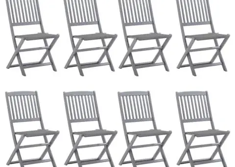 Scaune pliabile de exterior cu perne, 8 buc., lemn masiv acacia - 1/5