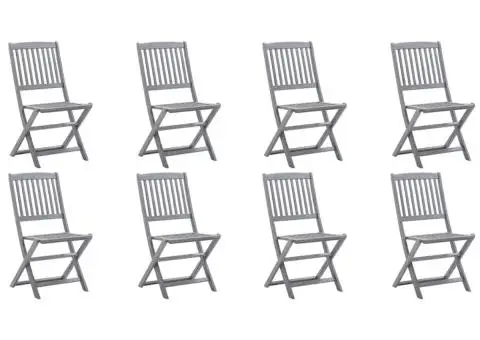 Scaune pliabile de exterior cu perne, 8 buc., lemn masiv acacia - 2/5