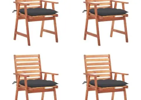 Scaune de exterior cu perne, 4 buc., lemn masiv de acacia - 1/5
