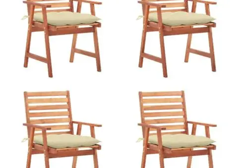 Scaune de exterior cu perne, 4 buc., lemn masiv de acacia - 1/5