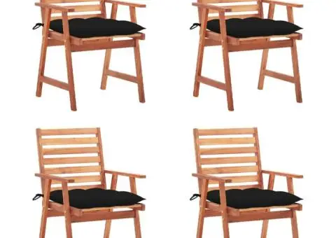 Scaune de exterior cu perne, 4 buc., lemn masiv de acacia - 1/5