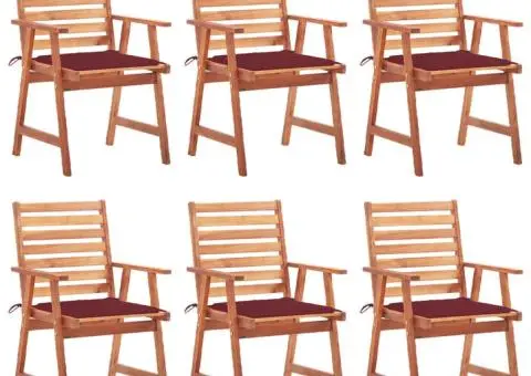 Scaune de exterior cu perne, 6 buc., lemn masiv de acacia - 1/5