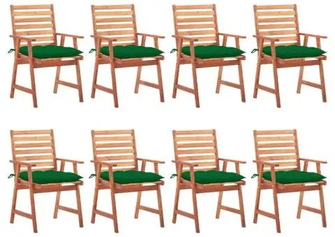 Scaune de exterior cu perne, 8 buc., lemn masiv de acacia - 1/5