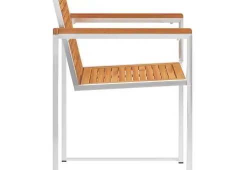 Scaune de grădină, 4 buc., lemn masiv acacia și oțel inoxidabil - 4/5