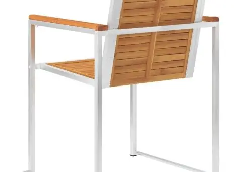 Scaune de grădină, 4 buc., lemn masiv acacia și oțel inoxidabil - 5/5