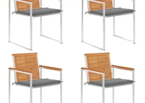 Scaune de grădină cu perne, 4 buc., lemn masiv de salcâm - 1/5