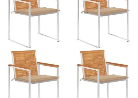 Scaune de grădină cu perne, 4 buc., lemn masiv de acacia - 1/5