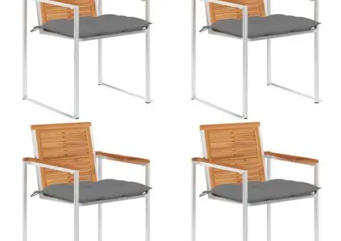 Scaune de grădină cu perne, 4 buc., lemn masiv de acacia - 1/5