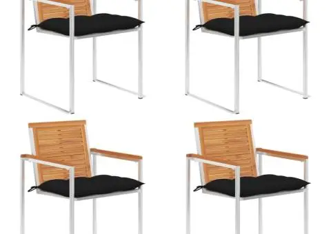 Scaune de grădină cu perne, 4 buc., lemn masiv de acacia - 1/5