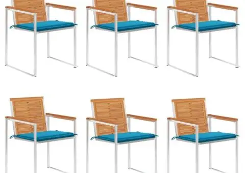 Scaune de grădină cu perne, 6 buc., lemn masiv de acacia - 1/5