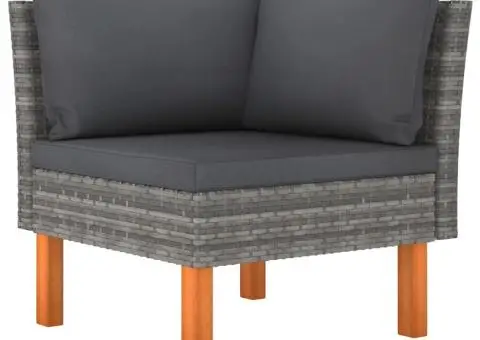 Set mobilier grădină, 7 piese, gri, poliratan și lemn eucalipt - 3/5