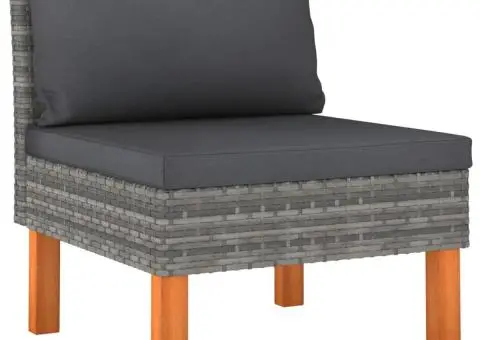 Set mobilier grădină, 7 piese, gri, poliratan și lemn eucalipt - 4/5