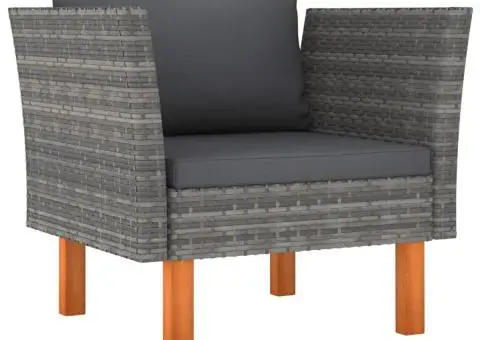 Set mobilier grădină, 7 piese, gri, poliratan și lemn eucalipt - 5/5