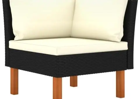 Set mobilier grădină, 9 piese, negru poliratan și lemn eucalipt - 3/5