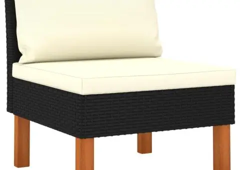 Set mobilier grădină, 9 piese, negru poliratan și lemn eucalipt - 4/5