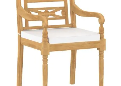 Scaune Batavia cu perne, 6 buc., lemn masiv de tec - 3/5