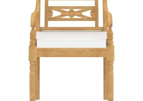 Scaune Batavia cu perne, 6 buc., lemn masiv de tec - 4/5