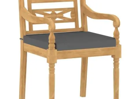 Scaune Batavia cu perne, 4 buc., lemn masiv de tec - 3/5