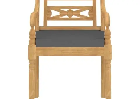 Scaune Batavia cu perne, 4 buc., lemn masiv de tec - 4/5