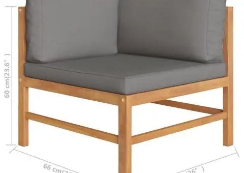 Canapea de grădină 3 locuri cu perne gri, lemn masiv de tec - 5/5