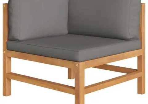 Set mobilier grădină cu perne gri, 7 piese, lemn masiv de tec - 3/5