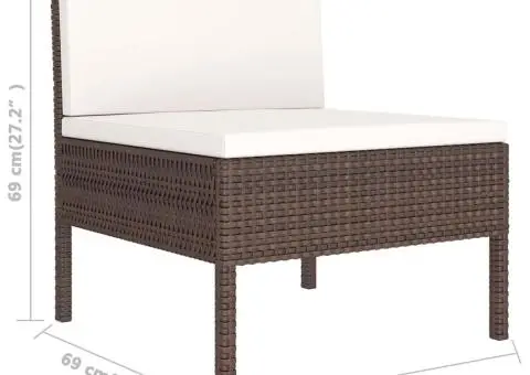 Set mobilier de grădină cu perne, 6 piese, maro, poliratan - 5/5