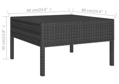 Set mobilier de grădină cu perne, 9 piese, negru, poliratan - 5/5