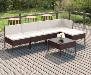 vidaXL Set mobilier de grădină cu perne, 6 piese, maro, poliratan