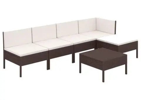 Set mobilier de grădină cu perne, 6 piese, maro, poliratan - 2/5